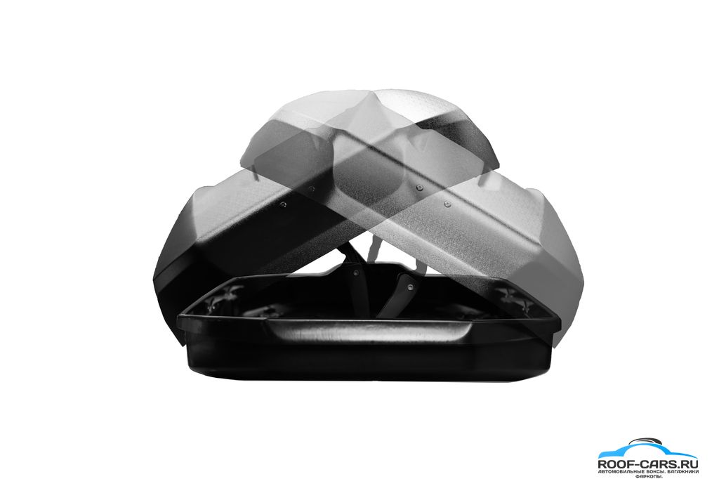 Двусторонне открывание. Бокс может быть открыт как со стороны водителя, так и со строны пассажира. Есть возможность сдви- нуть бокс на одну из сторон крыши автомобиля для установки дополнительных аксессуаров.